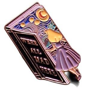 1 Cute Alice in wonderland Book enamel pin,‎ we're all mad here
